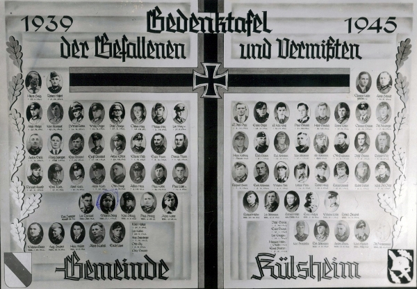 Gedenktafel der Gemeinde Külsheim 1939-1945